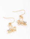 Goldair Gold Diamante Cut Butterfly Drop Earrings