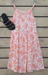 Girls Strappy Floral Dress - Peach - Peach / 4-5 Years