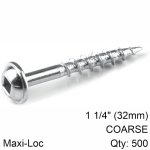 Kreg Zinc Pocket Hole Screws 32MM 1.25' 8 Coarse Thread Mx Loc 500CT Livestainable