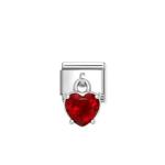 Composable Classic Link Pendant Heart Cut Stone Red