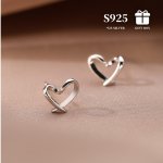S925 Sterling Silver Hollow Heart Shaped Stud Earrings Exquisite Luxury Jewelry Gifts For Women Valentine's Day With Gift Box 1.