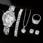 Elegant 6-PIECE Ladies Quartz Watch Set With Bracelet - Perfect For Everyday Wear And Special Occasions Like Valentine's Day Eas