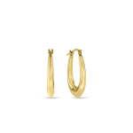 Yellow Gold & Sterling Silver Oval Creole Earrings