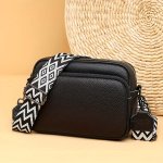 Retro Leather Crossbody Bag Wide Strap Shoulder Bag Fashion Multi Layer Square Purse For Women