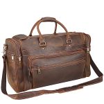 Polare 24" Full Grain Leather Duffel Bag Rugged Weekender Travel Overnight Luggage Bag With Ykk Metal Zippers