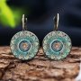 Mandala Flower Pattern Time Gemstone Decor Vintage Earrings Alloy Jewelry Delicate Female Gift Daily Casual