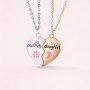 2PCS Sun & Moon Decor Matching Heart-shaped Pendant Necklace Set Zinc Alloy Enamel Jewelry Set For Mom & Daughter Mother's Day Jewelry Gift Birthday Gift