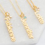 CAS101849 - Sterling Silver Birthstone Name Necklace Silver Gold Or Rose Gold