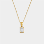 Goldair Gold Plated Sterling Silver Cubic Zirconia Baguette Solitaire Pendant