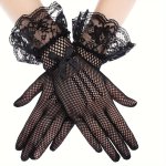 A Pair Of Fishnet Lace Gloves Bow Sexy Lace Gloves Wedding Dress Formal Performance Sexy Bow Mesh Gloves