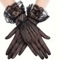 A Pair Of Fishnet Lace Gloves Bow Sexy Lace Gloves Wedding Dress Formal Performance Sexy Bow Mesh Gloves