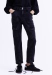 Denim Cargo Trousers - Black