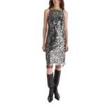 Pailettes Sleeveless Dress -black combi