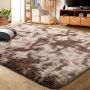 140 X 180CM Plush Three Tone Fluffy Carpet -shaggy Foldable Rugs Dark Brown