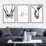 3PCS Love Hand In Hand Wall Decals - Black & White Sketch Couple Hands Canvas Painting Posters For Home Bedroom Living Room Decor