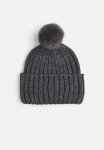 Rib-knit Pompom Hat - Grey