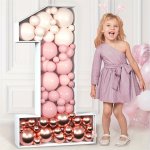 1PC Mosaic Number Balloon Frame 28-INCH Diy Reusable Polypropylene Number Box For Birthday Party Anniversary Celebrations - No F