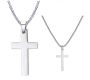 His & Hers Cross Pendant Set On Cuban Curb Chain - Stainless Steel - SSG3