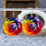 Chic 2D Acrylic Colorful Rose Flower Dangle Earrings - Bold Geometric Design For Valentine's & Mother's Day Gifts Perfect For Te