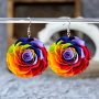 Chic 2D Acrylic Colorful Rose Flower Dangle Earrings - Bold Geometric Design For Valentine's & Mother's Day Gifts Perfect For Teens & Adults