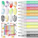 Saviland 12 Colors Nail Art Pens Set - 3D Nail Polish Pens Acrylic Paint Pens Nail Markers For Nail Art Drawing Painting Nail Po