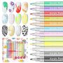 Saviland 12 Colors Nail Art Pens Set - 3D Nail Polish Pens Acrylic Paint Pens Nail Markers For Nail Art Drawing Painting Nail Point