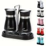1 Set Salt And Pepper Shaker Set Spice Bottle Salt Jar Pepper Shaker Glass Bottom Salt And Pepper Shakers With Stabilizing Stand For Kitchen