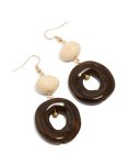 Goldair Gold Cream & Black Acrylic Circle Drop Earrings