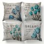 4pcs Blue Tulip Floral Print Throw Pillow Covers 45x45cm Contemporary Style Polyester Zipper Closure Cushion Cases For Various Room Types Machine Washable Woven Decorative