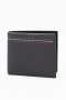 Leather Bi Fold Stitch Detail Wallet With Coin Pouch Black