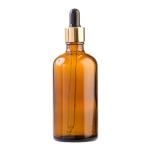 100ML Amber Glass Aromatherapy Bottle With Pipette - Black & Gold Collar 18 110