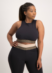 Mesh Back Active Crop Top - Black - XL