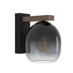 Filago Wood And Glass Wall Light Black