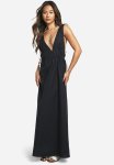 Contrast Tie Maxi Dress - Black