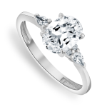 White Gold Moissanite Oval Side Detail Womens Ring