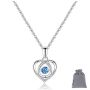 Valentine's Silver Necklace With Ocean Blue Stone And Grey Pouch