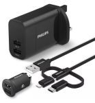 Philips USB Car And Wall Charger - 3 In 1