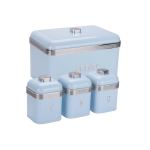 Retro Deluxe Breadbin & 3PCS Canister Blue