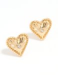 Goldair Gold Diamante Heart Stud Earrings