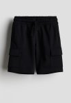 Cargo Sweatshirt Shorts - Black