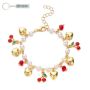Oqojw 18K Gold Plated Cherry Pearl Bracelet For Women Cute Fruit Bracelets
