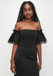 Tulle Combo Bardot Bodysuit - Black