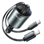 Peachz 4-IN-1 Retractable Iphone Car Charger Fast Charger