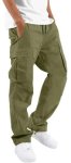 Hungson Mens Cargo Pants Drawstring Casual Hiking Pants Joggers Athletic Trousers Cotton Loose Straight Sweatpants For Men Light