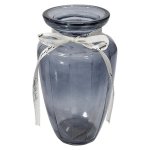 Tall Clear Glass Vase Grey 20CM