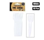 Cutlery Pl Forks 10PCE White clear