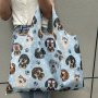 Cartoon Dog Head Print Folding Lightweight Tote Bag For Men Women Reusable Large Capacity Portable Shopper Grocery Handbag Shoulder Bag