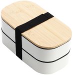Generic 2 Layer Bento Box With Spoon Fork Knife - White Lunch Box