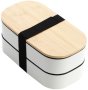 Generic 2 Layer Bento Box With Spoon Fork Knife - White Lunch Box