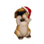 ALX630560-3 Dog With Xmas Hat Polyresin 9.5X7.5X13.5CM Speak No Evil
